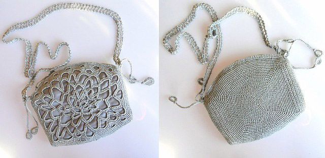 bolso plata a crochet
