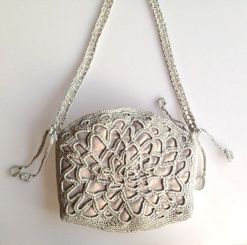 bolso plata a crochet filigrana