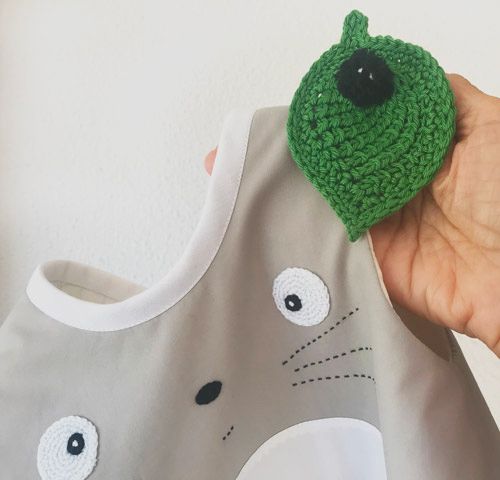 vestido totoro para bebe y hoja par al pelo