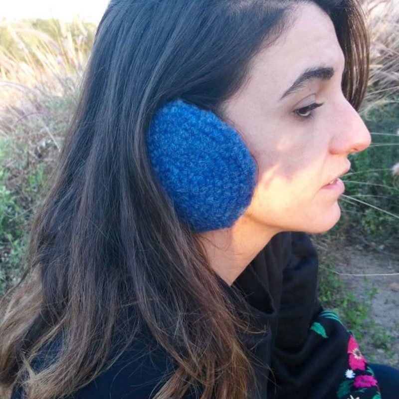 orejeras en lana melange jeans
