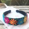 diadema negra bordado flores