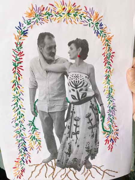 bordado sobre papel de una boda con encanto