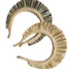 diadema con flecos hecha a mano en rafía dos colores disponibles negro y natural y en dos tonos claros