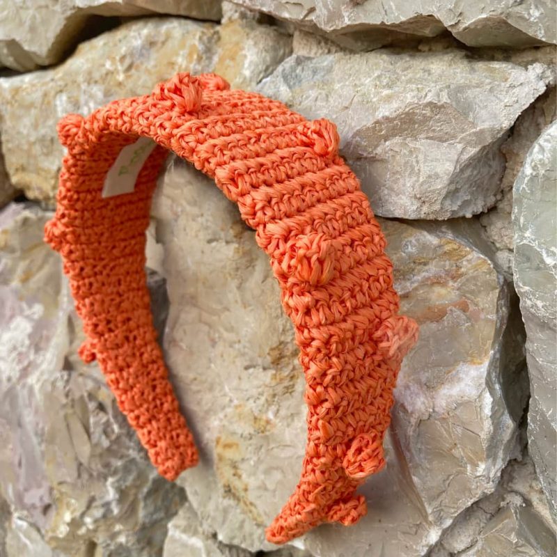 diadema popcorn en rafia naranja