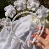 halo floral blanco estilo ibicenco