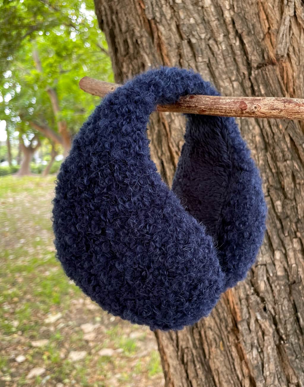 orejeras enalpaca bouclé azul noche