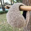 orejeras a crochet en alpaca boucle color natural
