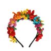 tocado con flores a crochet en varios colores vibrandes