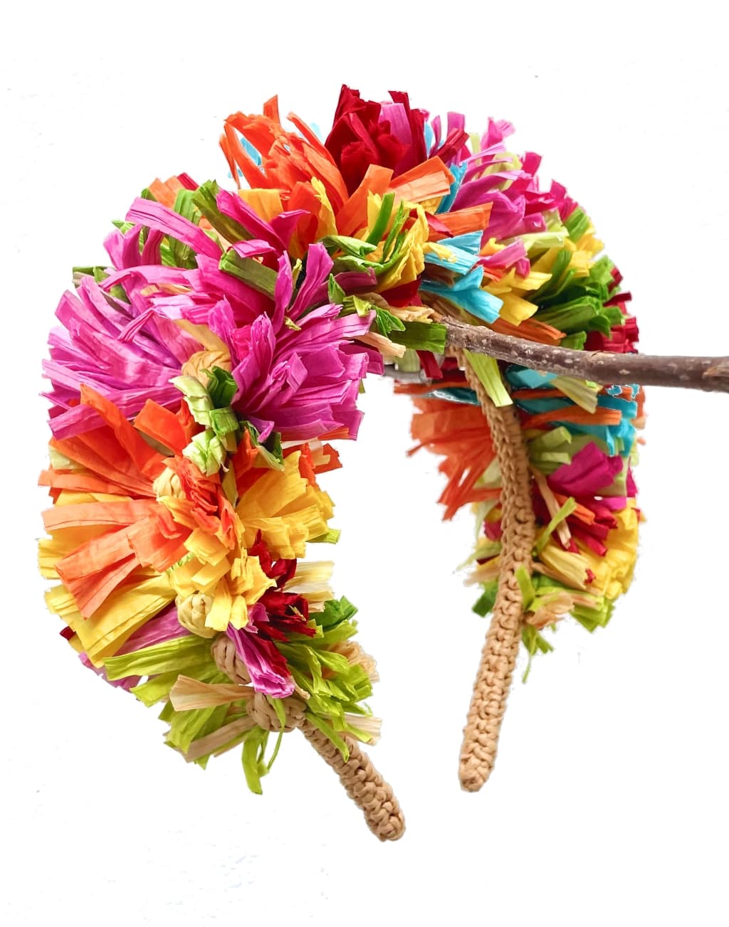 corona en rafia colores vibrantes