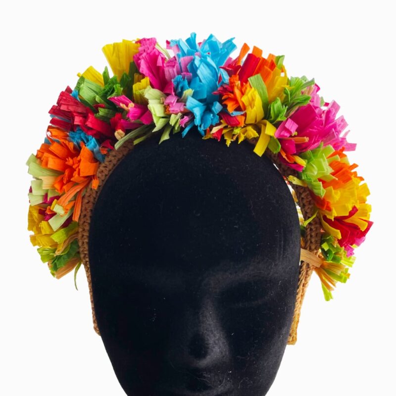 tocado de flores en rafia colores vivos